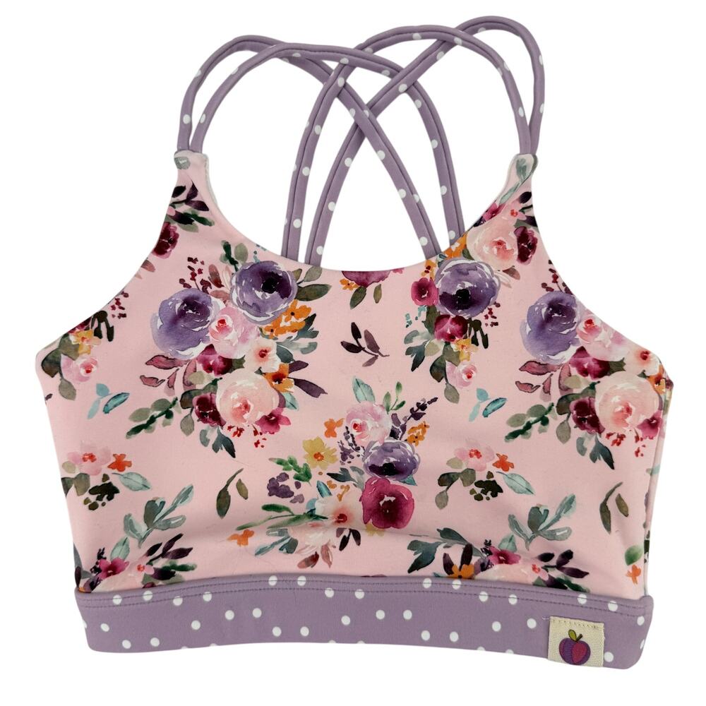 Cheeky Plum Active Crop Tank Violet Breeze Girls Sz 5T Floral Polka Dot